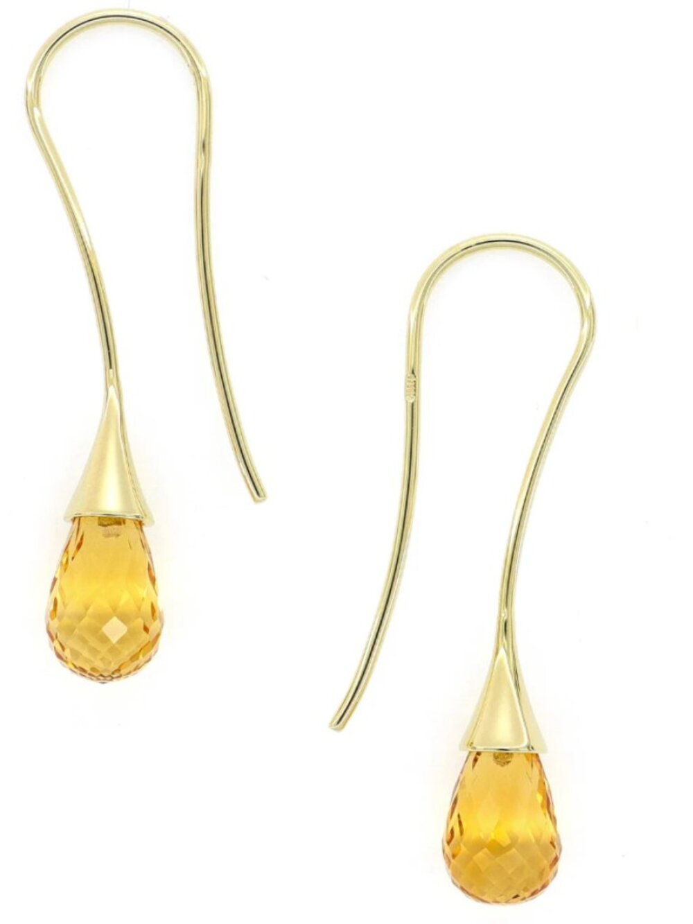 14K Gold Citrine Briolette French Hook Earrings